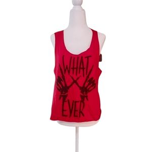 Whatever Distressed Tank Top Red M Cropped Cut Off Woman minimalist punk…